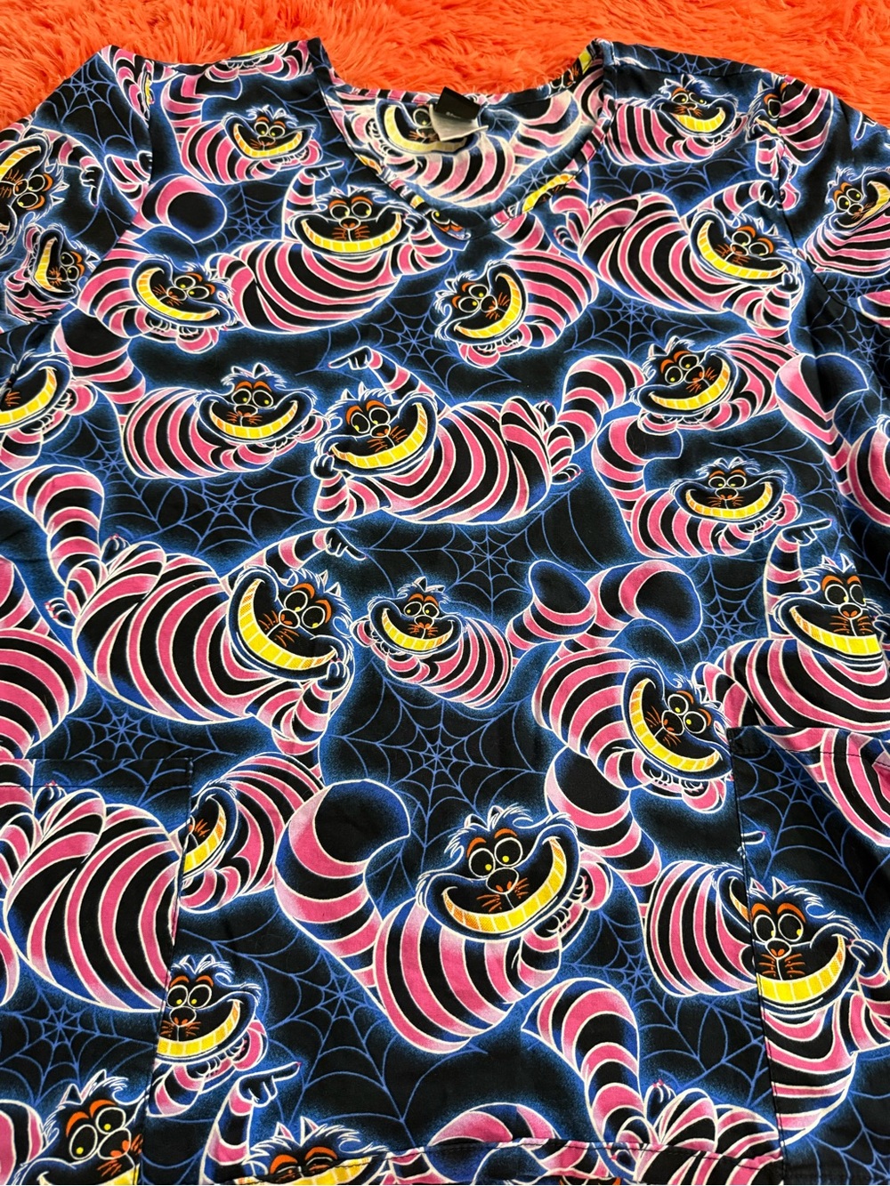 Disney Cheshire Cat Crop Top in Pink, Black & Yellow
